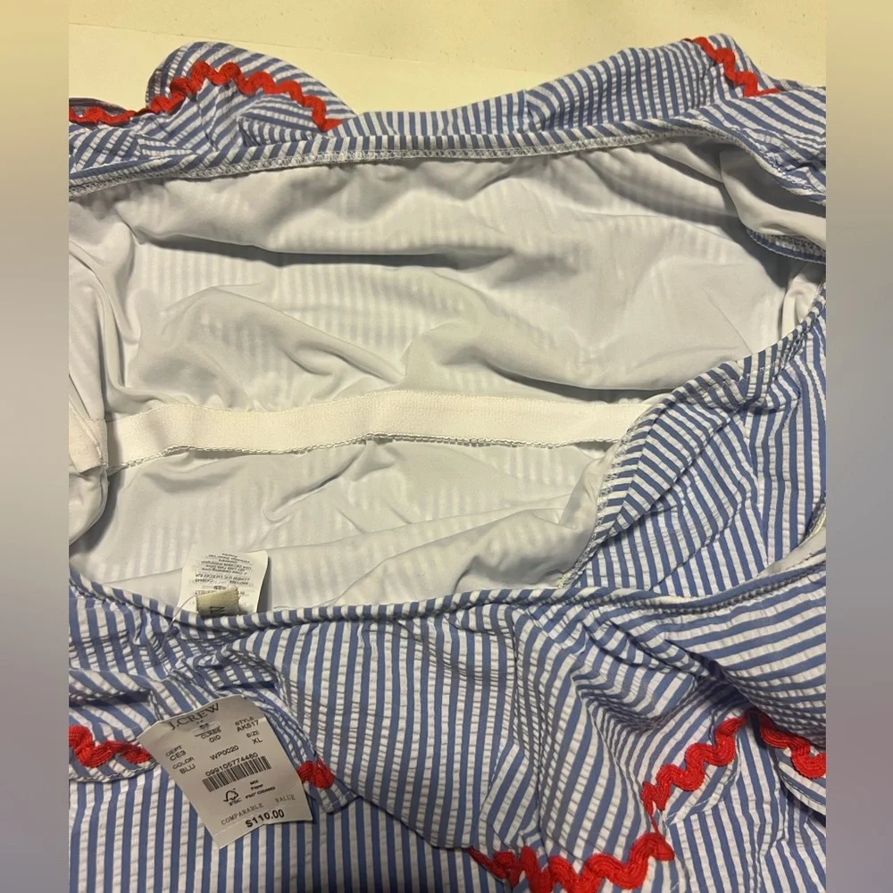 New J. Crew Blue and White Striped One-Shoulder Swimsuit! Too big for me! - Picture 11 of 11